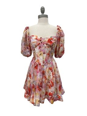 Bardot Kiah Mini Floral Corset Dress Size Medium NWT